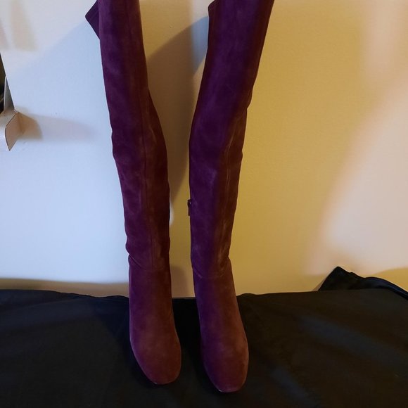 le chateau Shoes - Burgandy Suede Knee High Boots